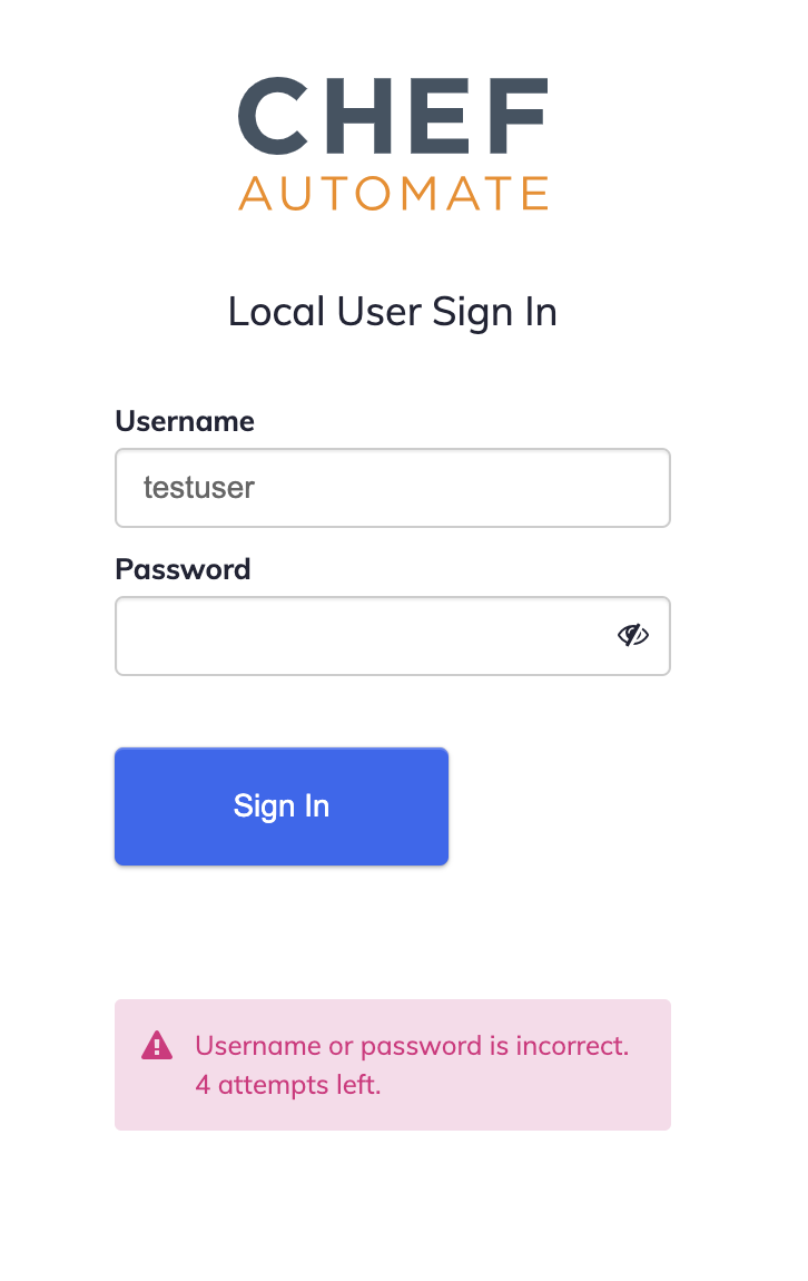 Chef Automate Invalid Login Attempts